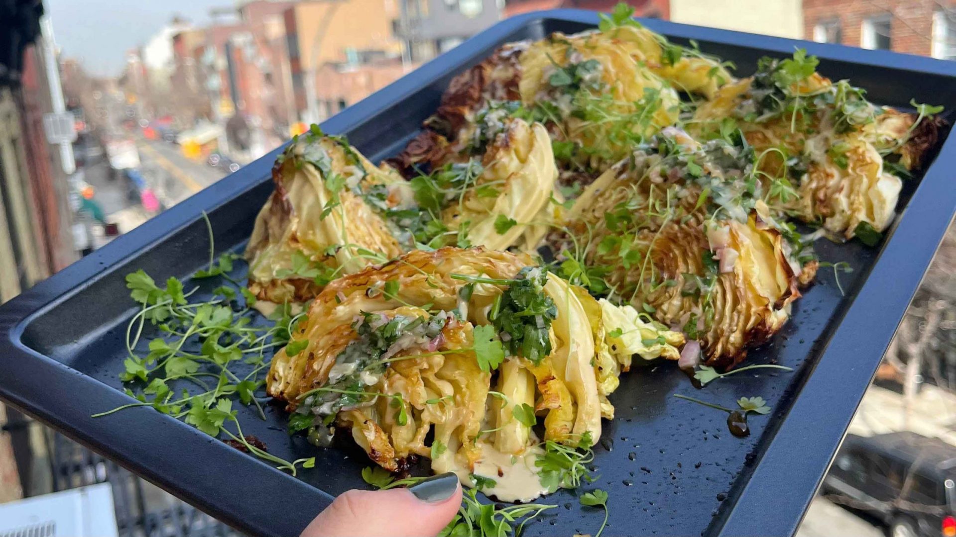 Baked Cabbage with Tahini Dressing • Fraîche